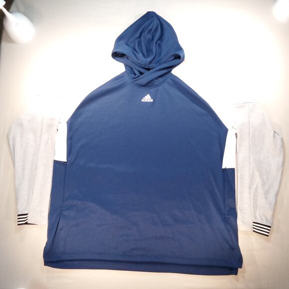 Adidas Men’s 2XL Colorblock Hoodie Navy Gray White Pullover Sweatshirt - Picture 1 of 5